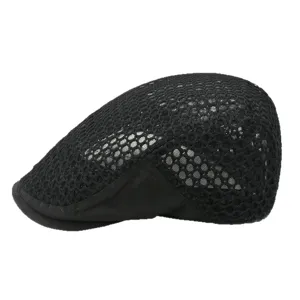 Schwarze atmungsaktive Mesh-Baskenmütze für Herren und Damen Sommer Sonnenschutz Hut