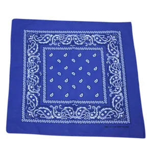 Bandana cuadrada clásica de algodón azul con patrón paisley para estilo hip hop