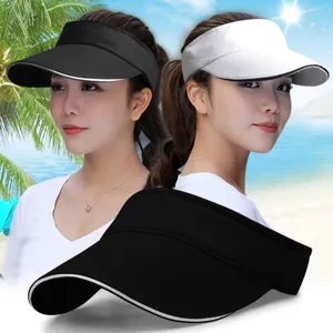 Summer Wide Brim Sun Visor Hat For Women Men Outdoor Sport Tennis Adjustable Breathable Cotton Beach Travel Sun Protection Topless Hat