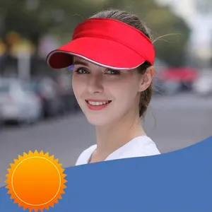 Adjustable red wide brim sun visor hat for summer outdoor sports tennis and beach