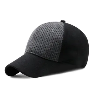Casquette de baseball d'hiver pour hommes avec panneau tricoté gris et laine noire
