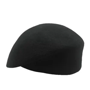 Boina clásica de lana negra para mujer, accesorio elegante para otoño e invierno.