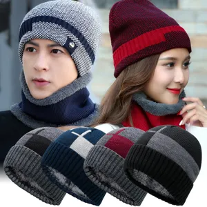 Berretto Invernale in Maglia da Uomo Con Fodera in Velluto Ispessita Cappello Caldo Outdoor Casual Knit Pullover Unisex