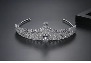 Close-up of luxury bridal crown with intricate micro-pave cubic zirconia stones