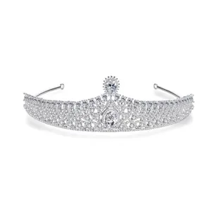 Luxury Bridal Tiara Crown Micro Inlaid Zirconia Wedding Hair Accessories Copper Platinum Plated Queen Headpiece For Women Pageant Party