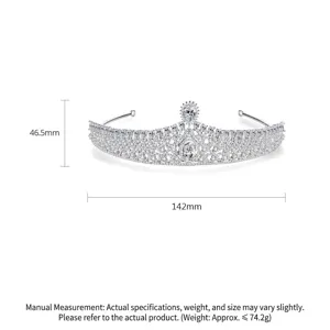 Luxury silver bridal tiara crown with sparkling micro-paved zirconia stones