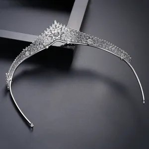 Elegant zircon bridal tiara silver plated wedding crown headband for women
