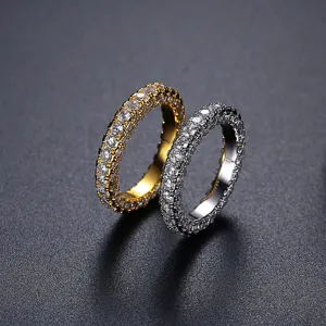 Anillos de eternidad de lujo con pavé completo de circonitas en oro y plata