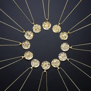 Elegante colección de 12 collares con colgante de constelación del zodiaco dorados