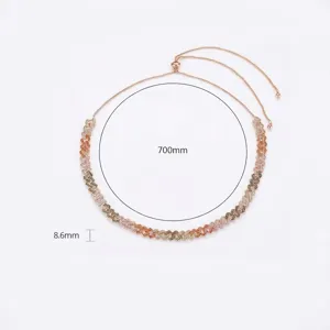 Collier chaîne gourmette en zircone multicolore avec fermoir coulissant ajustable