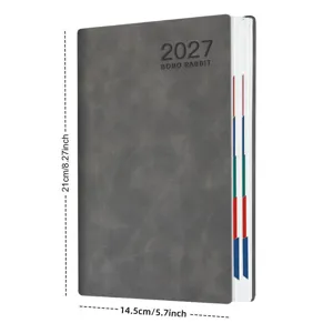 Agenda 2027 A5 gris avec dimensions 21x14,5 cm et onglets d'indexation colorés