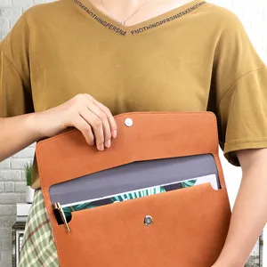 A4 Faux Leather Business Document Bag Folder With Magnetic Snap Closure Water Ripple Texture Large Capacity Office Filing Storage Organizer