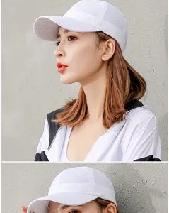 Dettaglio del cappellino da baseball traspirante in mesh bianco per protezione solare