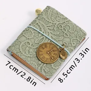 Mini carnet vintage en dentelle avec pendule cahier de poche portable pour voyage
