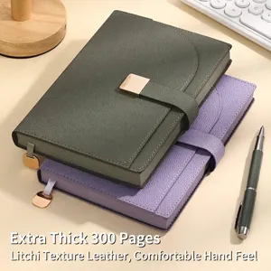 A5 Business Notizbuch Lychee-Narbe Kunstleder Cover Magnetschnalle Verdickt 300 Seiten Journal Planer Geschenkset Mit Stift Box Tasche