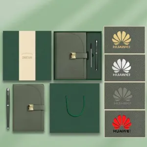 Premium dunkelgrünes A5 Leder Notizbuch Geschenkset mit Stift und Luxusverpackung