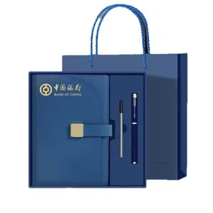 Premium A5 Business-Notizbuch-Geschenkset in Blau mit passendem Stift und Geschenkbeutel