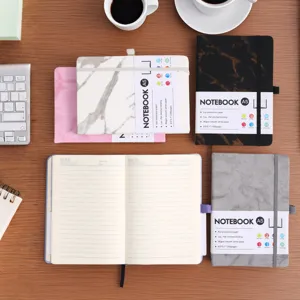 A5 marble pattern business notebooks with elastic strap and 200 lined paper pages