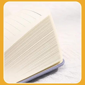Macro detail showing the thick lined paper pages of this mini portable pocket notebook