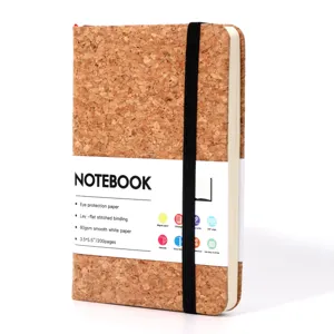 Cuaderno ecológico de corcho con banda elástica, papel liso de 80g, 200 páginas, diario portátil.