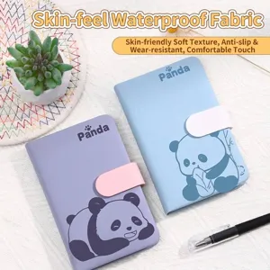 Cute mini panda pocket notebook with magnetic buckle closure for students