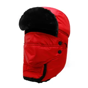 Winter Uschanka Für Herren Damen Warme Fleece Gefütterte Fliegermütze Mit Abnehmbarem Maske Winddichte Ohrenklappen Skimütze