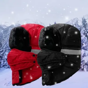 Warme Wintermütze mit Gesichtsmaske und Reflektorstreifen für Skifahren und Radfahren