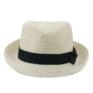 Sommerlicher Strohhut für Damen und Herren mit Pailletten-Schleife und Sonnenschutz