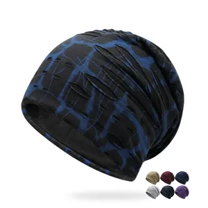 Cómodo gorro de punto slouchy con diseño de rayas desgastadas para hombre y mujer