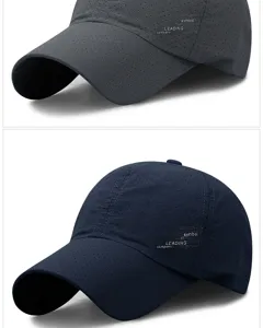 Dettaglio dei cappellini da baseball traspiranti ad asciugatura rapida da uomo blu