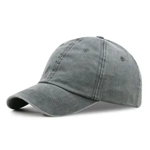 Gorra de béisbol vintage de algodón lavado gris carbón con diseño de seis paneles