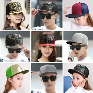 Collection de casquettes de baseball hip hop à bord plat et filet pour hommes et femmes