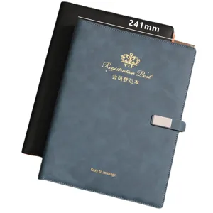 Professionelles A4-Leder-VIP-Registrierungsbuch-Loseblatt-Notizbuch in Blau und Schwarz