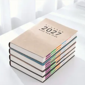 Agenda A5 de Cuero Nubuck Manual de Eficiencia Engrosado Con Pestañas de Índice Mensuales para Oficina y Escuela