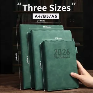 Lot de carnets professionnels en similicuir vert, tailles A4, B5 et A5, édition 2026