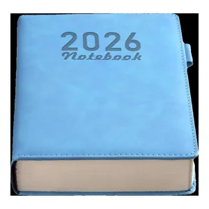 Carnet de notes 2026 A5 bleu ciel épais avec couverture en simili cuir