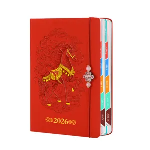 2026 Year of the Horse A5 planner notebook with red leather cover and embossed horse design