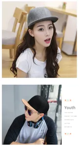 Fotos de modelos con gorras de lana de estilo hip-hop con visera plana en gris.