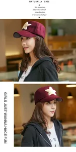 Casquette de baseball d'hiver en laine bordeaux avec un patch étoile en peluche