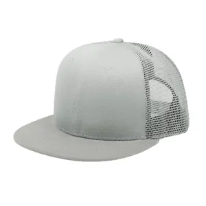Casquette hip-hop classique à bord plat gris clair avec un filet arrière respirant au soleil