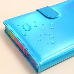 A5 Laser Holographisches Leder Notizbuch mit wasserfester Oberfläche und bunten Kanten