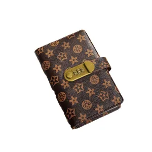 Organizer per contanti A6 vintage con serratura a combinazione e motivo monogram