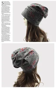 Stijlvolle slouchy beanie met de Britse vlag en krantenprint voor heren en dames