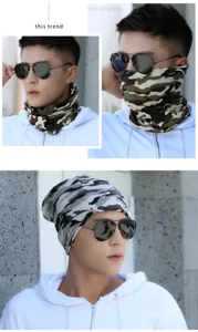 Multifunctional camouflage pattern neck gaiter and slouchy beanie hat for men and women