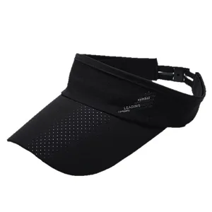 Professional black breathable mesh sun visor hat with long brim for outdoor sports