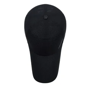 Breathable black mesh quick-dry baseball cap with long brim for summer outdoor sports.