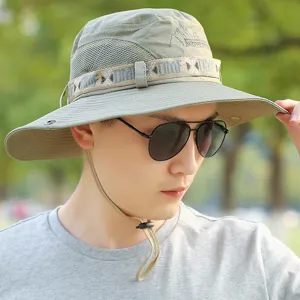 Chapeau de Soleil à Large Bord pour Hommes Chapeau de Pêcheur en Maille Respirante pour Randonnée Pêche Escalade Protection UV Été Bucket Hat
