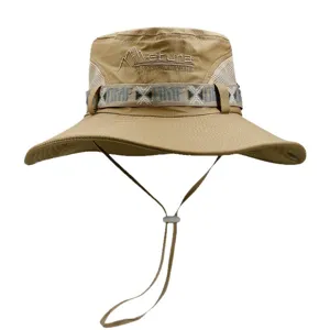 Chapeau de soleil kaki à large bord pour homme avec jugulaire réglable pour extérieur
