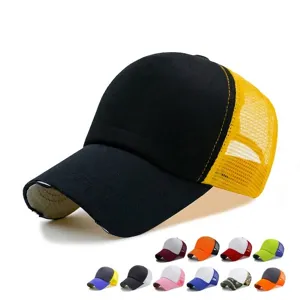 Gerafelde Mesh Trucker Pet Ademende Honkbalpet Katoen Polyester Verstelbare Zonbescherming Outdoor Sporthoed Unisex Casual Streetwear Zonneklep