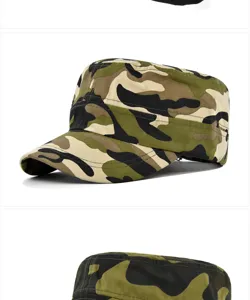Detailansicht einer Baumwoll-Militärkappe mit Camouflage-Muster für den Sonnenschutz